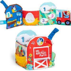 Ms. Rachel Official Sensory Learning Farm, Foldable Soft Baby Book with Plush Cow, Infant Educational Toys for Babies Ages 3 Months to 18 Months