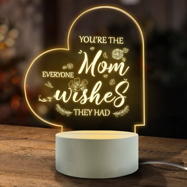 Mother’s Day Gift - Acrylic Night Light - Heart - 5.5”x7.1”x3.8”