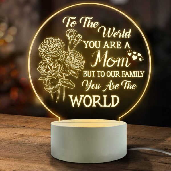 Mother’s Day Gift - Acrylic Night Light - Round - 5.5”x7.1”x3.8”